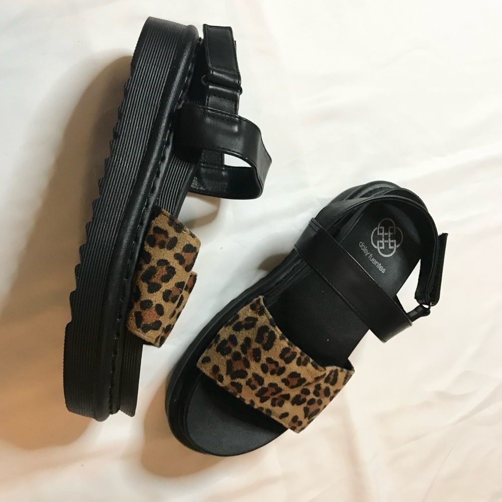 Black and Leopard Print Sandals